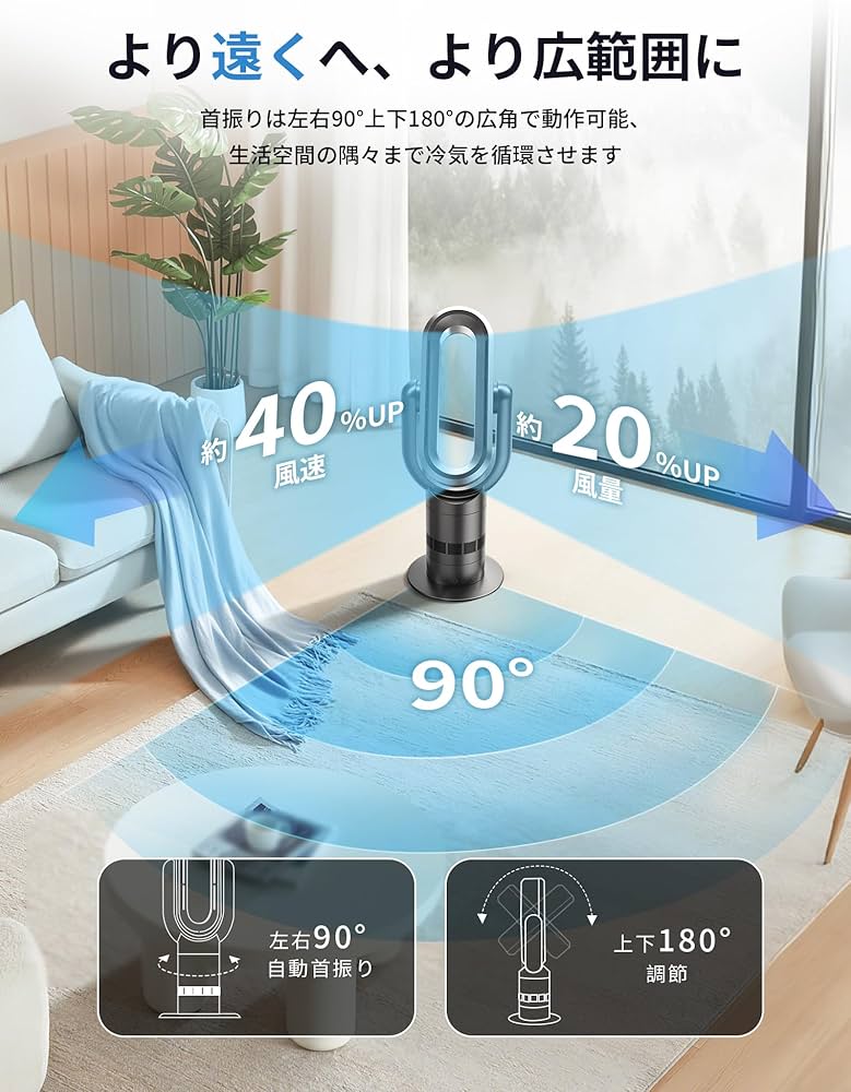 Amazon | 【節電対策】タワーファン 扇風機 羽なし 冷風 温風 強力 DC